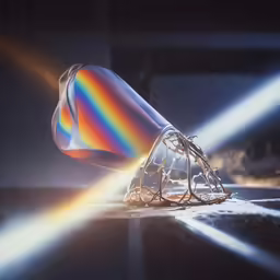 a close up of an object being blown by the light of some sort