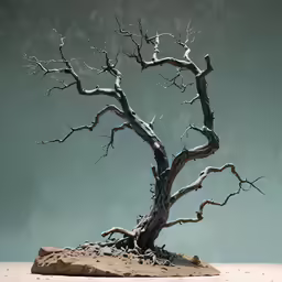 the top half of a bare tree branch