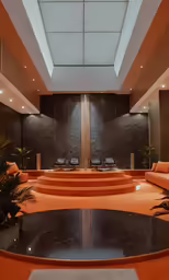 a view of some lounge chairs in an open lobby