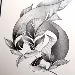 a drawing of some sort of animal with lots of leaves