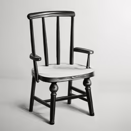 a black chair with a white seat on it