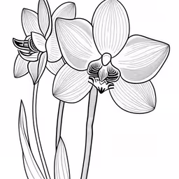 this is a black and white image of an orchid