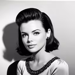 the woman is looking at the camera with serious eyes