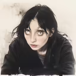a black and white photo of a woman with an unhappy look