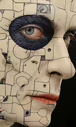 a man with his face shaped like a puzzle