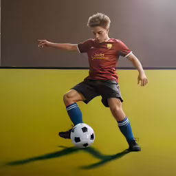 the soccer player is attempting to kick the ball