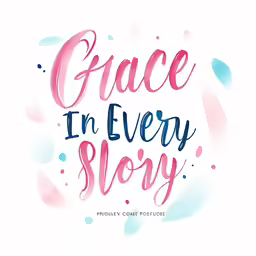 the words grace in every story in watercolor