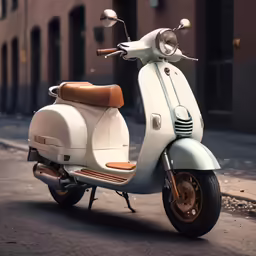 a motor scooter parked on the side of a street