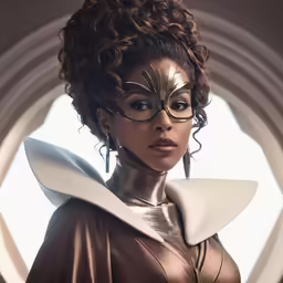 woman with artistic make - up in a space setting