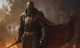 a man in armor with a sword in his hand
