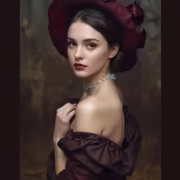 young woman wearing large hat in picture