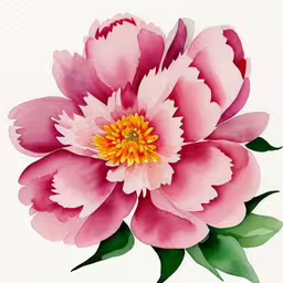 a pink flower with green leaves on the stem,a beautiful pink flower with green leaves on it