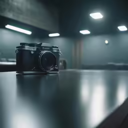 a camera sitting on top of a table in a room