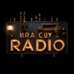a sign that says mira guy radio above a steampunked box