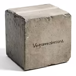 a stone object with writing on it on a white background