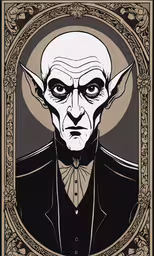 an old poster of the devil in a suit,the movie dracula from dracula starring on in a victorian style frame