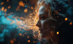 a beautiful woman looks into the distance