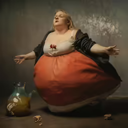 the large fat woman is posing for the camera