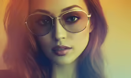a woman with pink hair wearing sunglasses
