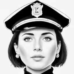 a drawing of a woman in police uniform