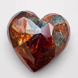 a heart - shaped, cut from large gems