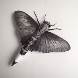 a close up photo of a moth on white
