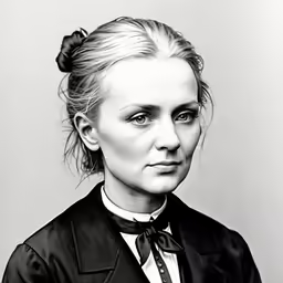 a lady in a suit and bow tie