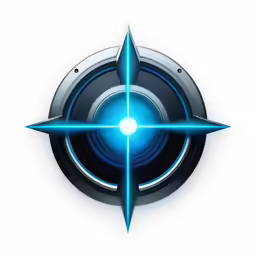 the logo for the latest project with a circular lens and star as its center point