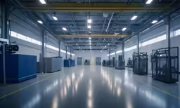 the large, empty office space is clean