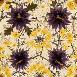 a floral pattern with yellow flowers and leaves