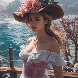 a woman wearing a dress and a hat