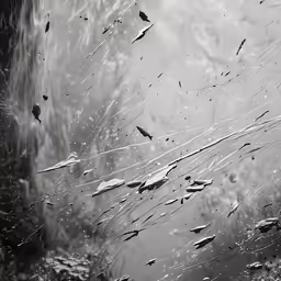 an abstract black and white image with rain droplets
