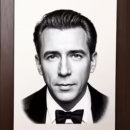 a man in a black suit and bow tie