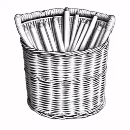 a basket with toothbrushes in it