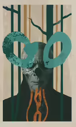 the image has a blue and orange figure