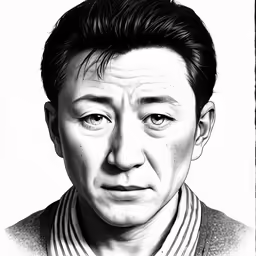 a drawing of a man with an expression
