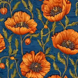 an image of orange flowers on blue background
