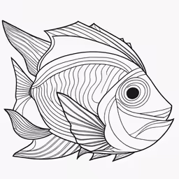 a black and white drawing of a fish