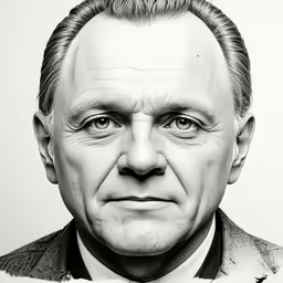 a drawing of an old man wearing a suit and tie