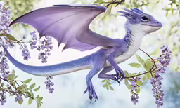a toy of a purple dragon with white body and wings