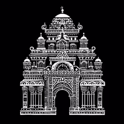 a building made of white on black