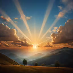 the sun is shining bright through some clouds