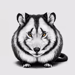 the tiger with orange eyes sits in front of a white background