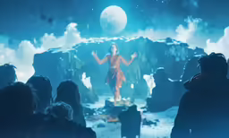 a woman standing in the middle of an alien forest
