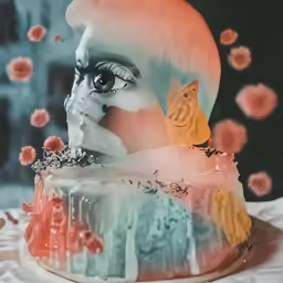 a cake has been created to look like the head of a skeleton with different faces