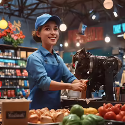 a woman working at a cash register machine in a store
