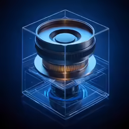 some type of camera on a blue background