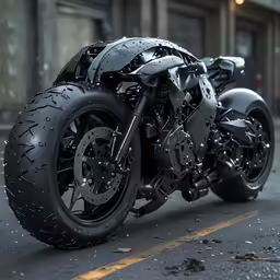 a very nice looking motorcycle parked on the road