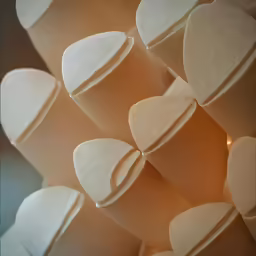 the group of foam cups have hearts shaped shapes