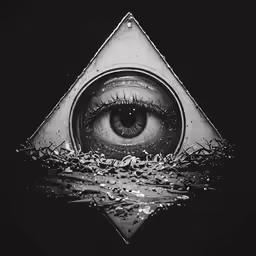 an artistic photograph of an eye inside of a triangle